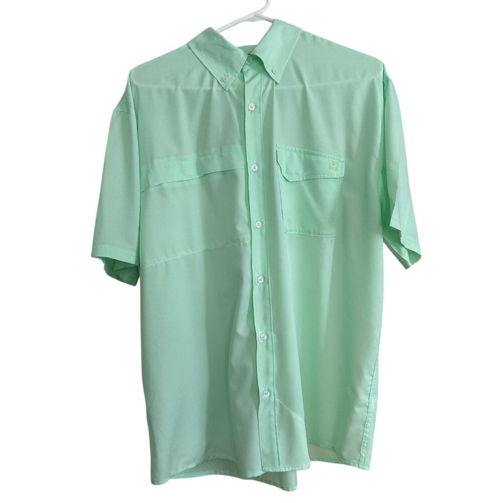Huk Vented Short Sleeve Shirt Performance Fishing Outdoor Bright‎ Green Large